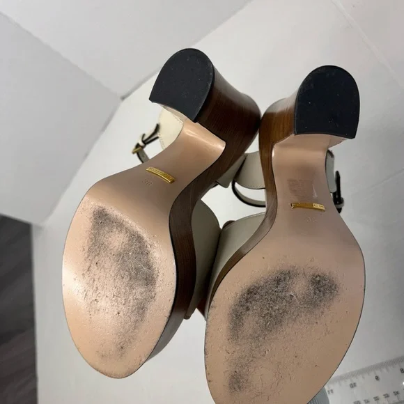 Gucci interlocking G cut out Platform Leather Heels Size 38 - Picture 7 of 13